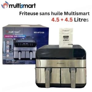 Friteuse sans huile inox 09L Double Bac – 2400W Multismart MS-AF3109