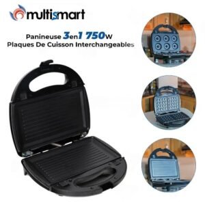 Panineuse 3en1 Avec Plaques De Cuisson Interchangeables 750W Multismart MS-SW2023