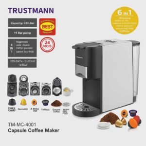 Machine à Café inox Multi Capsules 6 en1 – 1450W 19 Bar TRUSTMANN TM-MC-4001